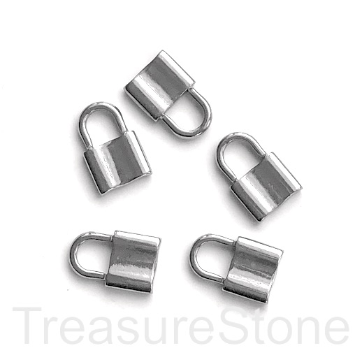 Charm, pendant, stainless steel, 12x19mm lock. ea