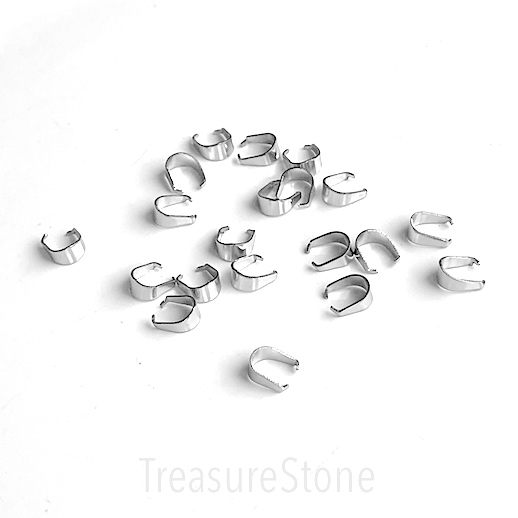 Bail, ice-pick, pinch bail, stainless steel, 6x7mm. 6pcs