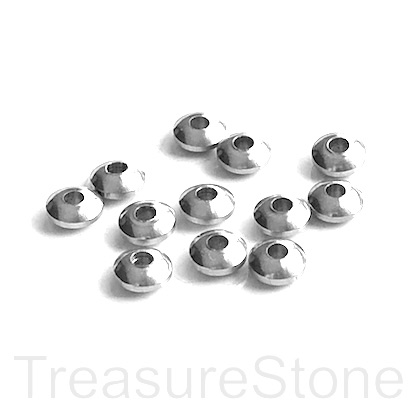 Bead, stainless steel, 6x2mm rondelle. pkg of 5. - Click Image to Close