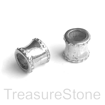 Bead, stainless steel, 10x11mm shaped tube, large hole, 6mm. Ea