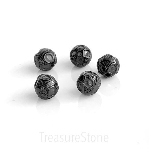 Bead, stainless steel, 10mm round, black matte. each