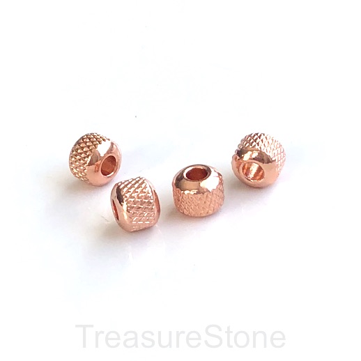 Bead, stainless steel, rose gold, 8mm drum, large hole: 2.5mm.ea