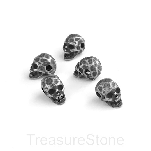 Bead, stainless steel, 8x12mm skull, black matte. each - Click Image to Close