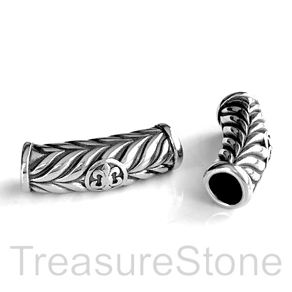 Bead, stainless steel, large hole, 6mm, 9x31mm curve tube 1. Ea - Click Image to Close
