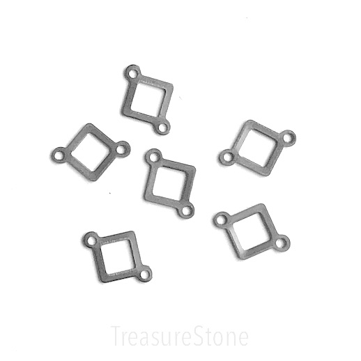 Bead, link, connector, stainless steel, 12mm diamond. Pack of 6