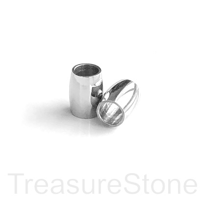 Bead, stainless steel, 9x12mm oval, rice. pack of 2.