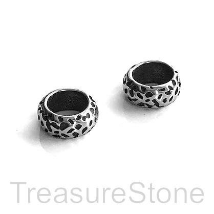 Bead, stainless steel, 4x10mm rondelle, large hole, 7mm. each