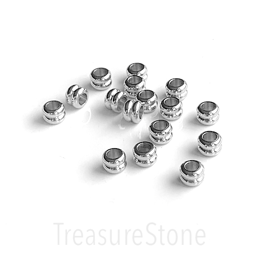 Bead, stainless steel, tube, 7x5mm large hole:3.5mm. 5pcs - Click Image to Close