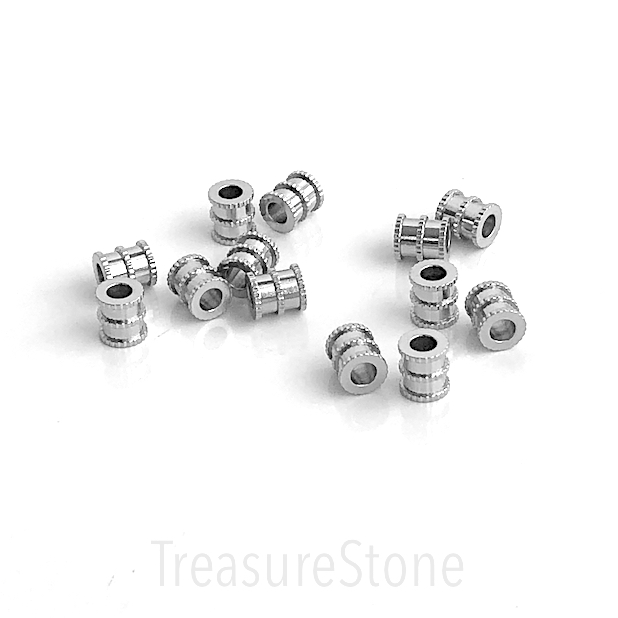 Bead frame, stainless steel, tube,6x6.5mm large hole:2.5mm. 4pcs