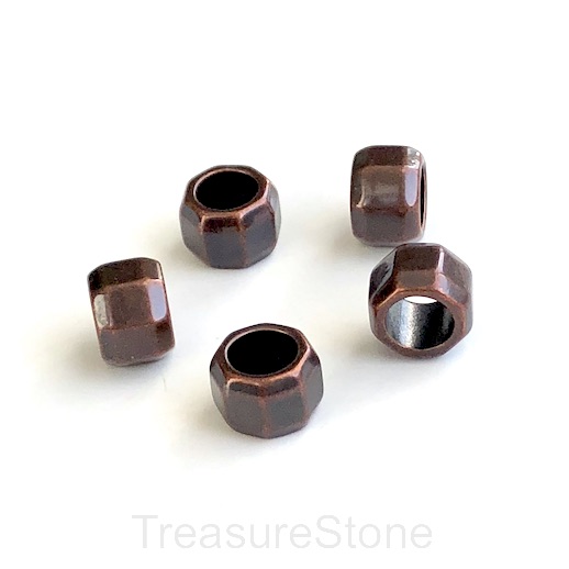 Bead,stainless steel,copper,8x11mm shaped tube,large hole,7mm.Ea
