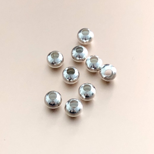 Bead, steel, silver-colored, 6mm round, pkg of 100 pcs
