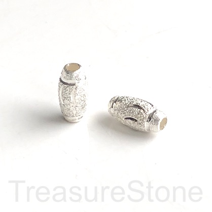 Bead, sterling silver, 12x6mm carved oval. hole: 2mm. Each