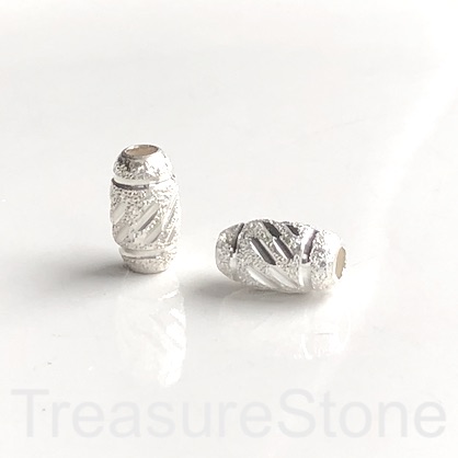 Bead, sterling silver, 13x7.5mm carved oval. hole: 2.6mm. Each