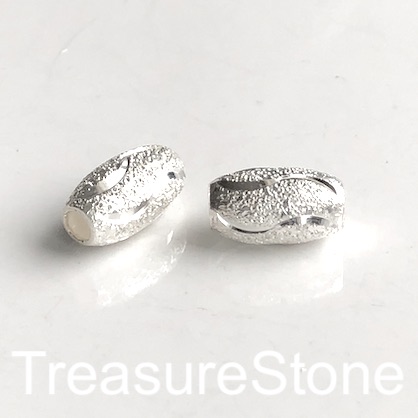 Bead, sterling silver, 13x7.5mm carved oval2. hole: 2.5mm. Each