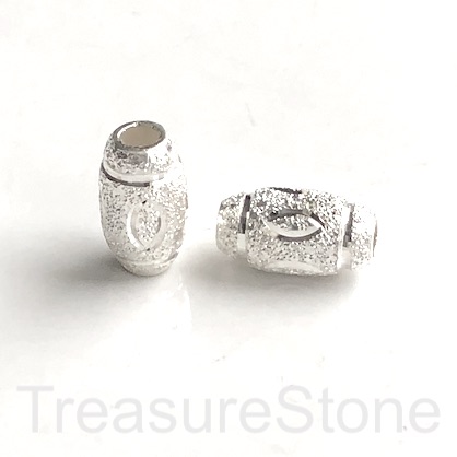 Bead, sterling silver, 13x7mm carved oval3. hole: 2.5mm. Each - Click Image to Close
