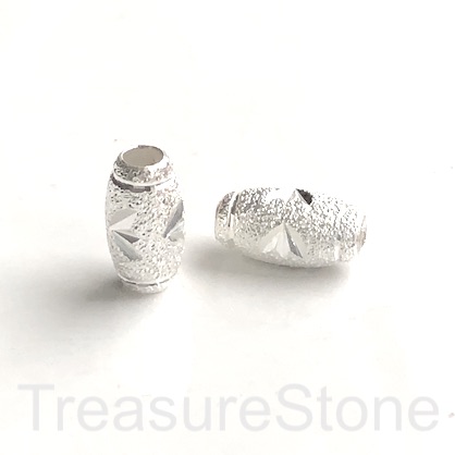Bead, sterling silver, 13.7x7mm carved oval3. hole: 3mm. Each