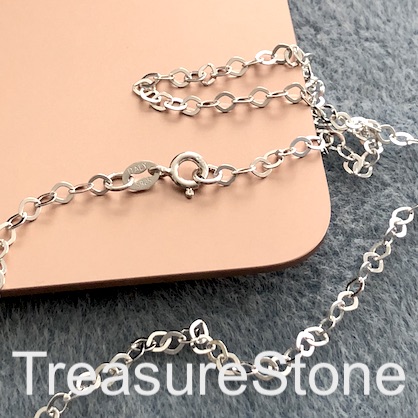 Sterling silver, chain, necklace, loop, 3x4mm, 18". each