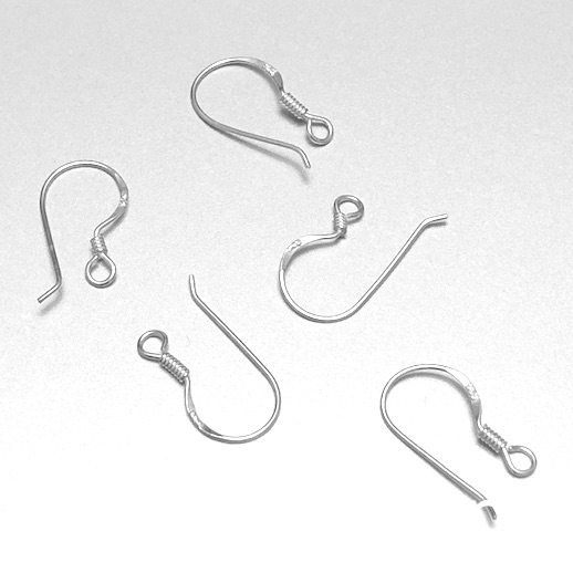 Earwire, sterling silver, with coil, 8x14mm, pkg of 1 pair