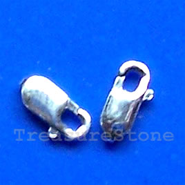Clasp, lobster claw, sterling silver, 14x5mm with ring. 1 clasp
