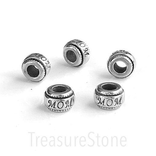 Bead, stainless steel, 7x11mm rondelle, MOM, large hole:4.5mm.Ea