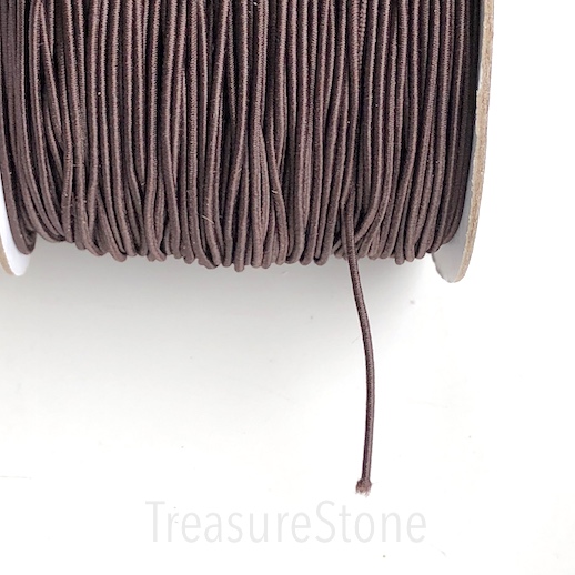Elastic cord, brown round,fabric coat, 0.8mm,90 meters per spool