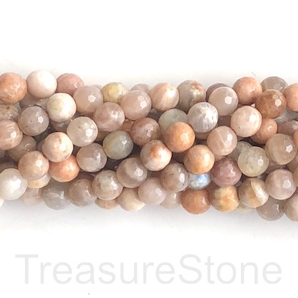 Bead, sunstone, 8mm, faceted round, Grade B. 15-inch, 49pcs