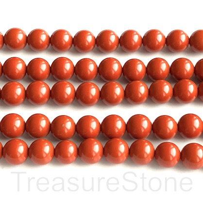 Bead, synthetic coral, 8mm round. 15.5-inch, 48pcs