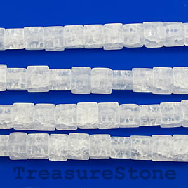Bead, synthetic ice flake quartz, 6mm cube, matte.15.5-inch - Click Image to Close