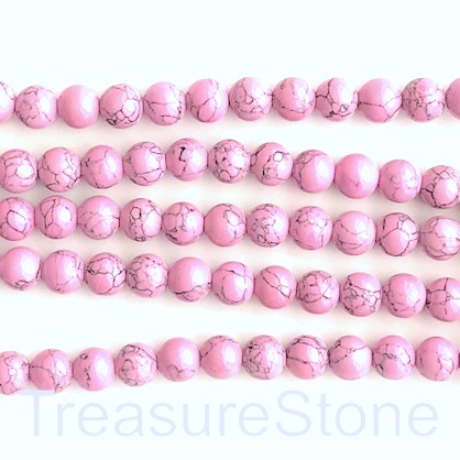 Bead, synthetic turquoise, 8mm round, light purple. 15", 50