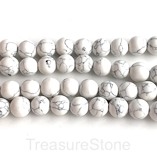 Bead, synthetic turquoise, 10mm round, white. 15", 40pcs