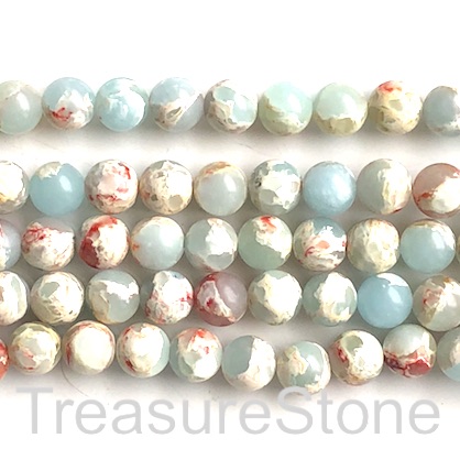 Bead, synthetic turquoise, 8mm round, light amazonite. 15.5", 48 - Click Image to Close