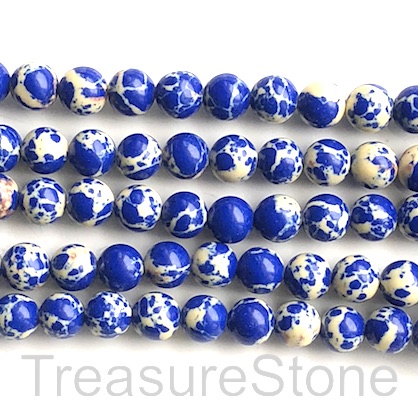 Bead, synthetic turquoise, 8mm round, royal blue. 15.5", 48