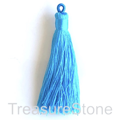 Tassel, silk, 8x70mm, blue. Pack of 2
