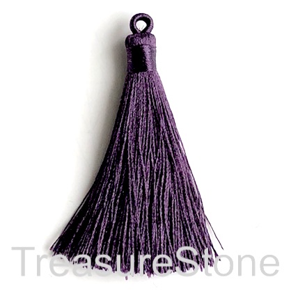 Tassel, silk, 8x68mm, dark purple. Pack of 2