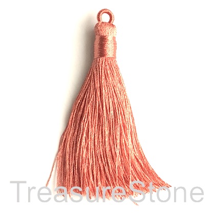 Tassel, silk, 8x68mm, light copper. Pack of 2 - Click Image to Close