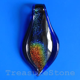Pendant, lampwork glass, 32x62mm. Sold individually.