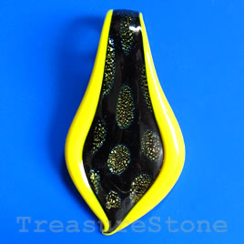 Pendant, lampwork glass, 32x62mm. Sold individually.