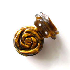 Spacer bead, Tiger's Eye ,19mm hand-carved flower. Each