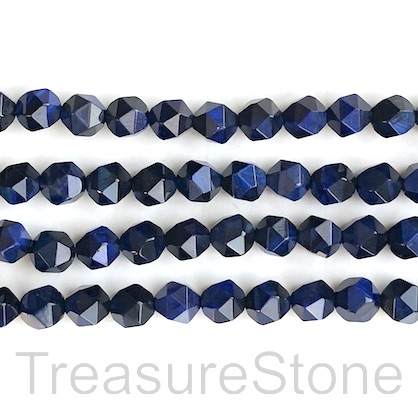 Bead, dyed Tiger's Eye, blue, 7x8mm star cut. 15.5inch, 47pcs - Click Image to Close