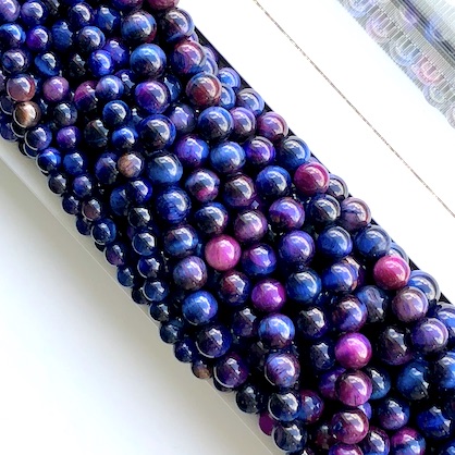 Bead, dyed, dyed, Galaxy Tiger's Eye, 6mm round. 15", 60pcs