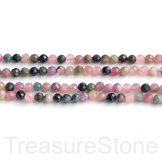 Bead, tourmaline, 3mm faceted round, 15"