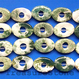 Bead, tree agate, 10x14mm oval donut. 16-inch strand.