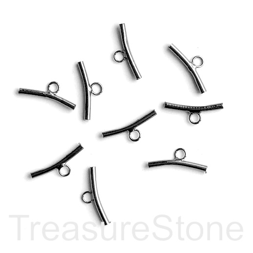 Tube, charm hanger, black-plated brass, 2x18mm with loop. 15pcs