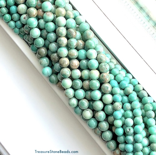 Bead, turquoise agate, natural colour, 6mm round. 15.5", 60pcs