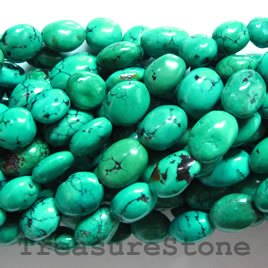 Bead, turquoise (natural), 11x15mm nugget. 15-inch strand.