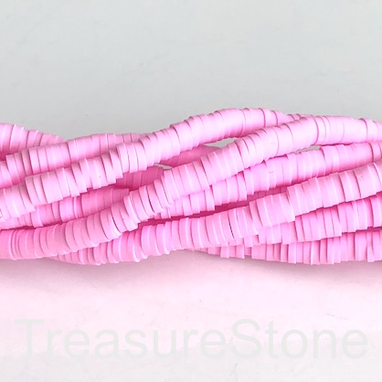 Bead,African Vinyl Rubber,Polymer Clay,pink1 4mm heishi disc,16"