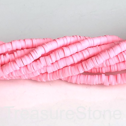 Bead,African Vinyl Rubber,Polymer Clay,pink2 4mm heishi disc,16"