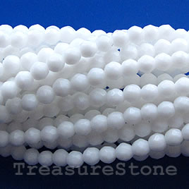 Bead, white agate, 4mm faceted round. 15.5-inch strand.