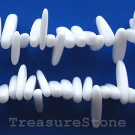 Bead, white agate, 8x15mm top-drilled. 16-inch strand.