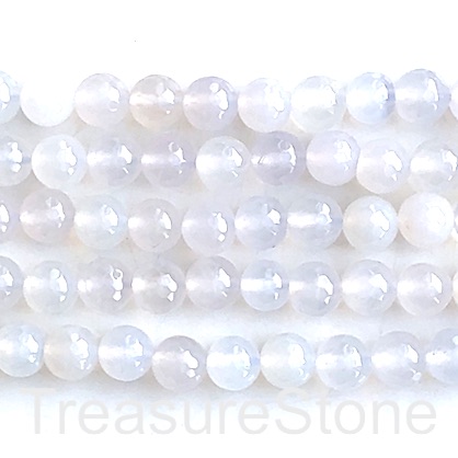 Bead, white agate, 8mm faceted round. 15-inch, 48pcs
